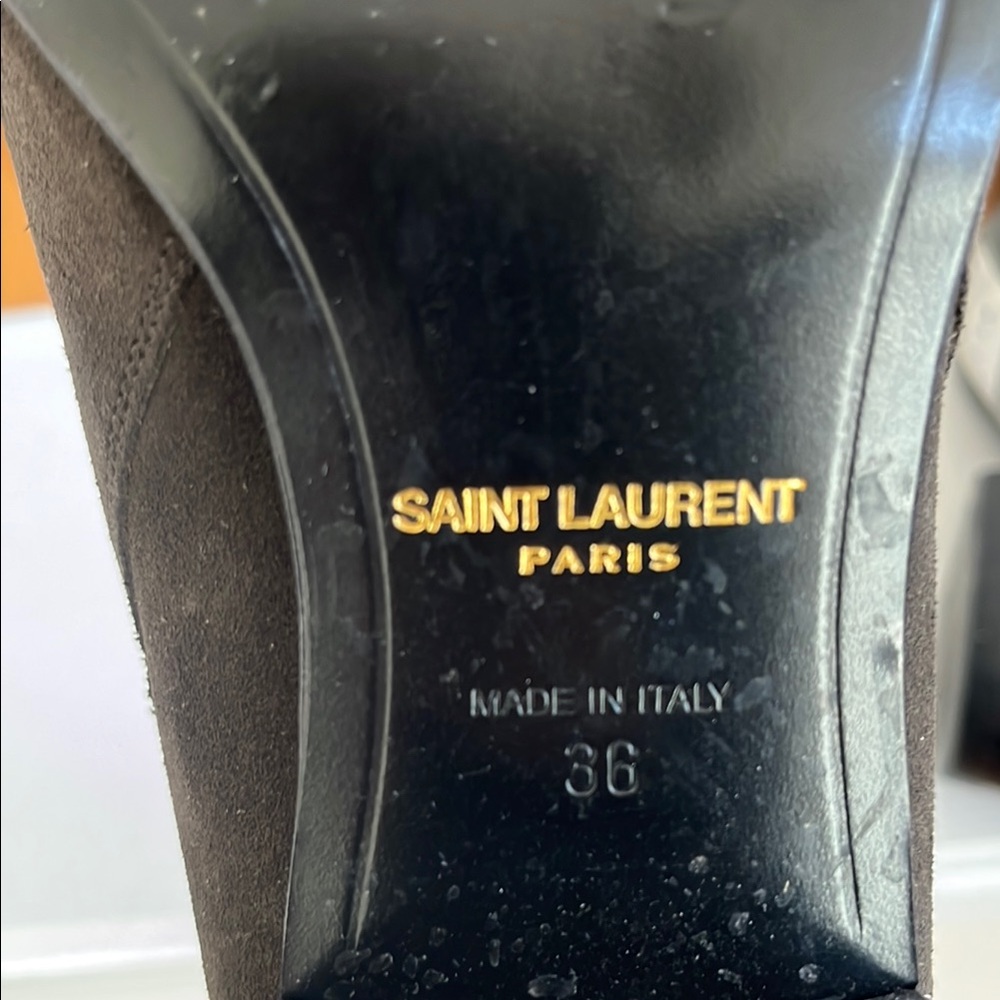 Saint Laurent Dark Brown Green Ankle Boots - Picture 8 of 10